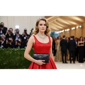 PRADA Milano Vintage Black Crocodile Embossed Leather Long Trifold Wallet Clutch